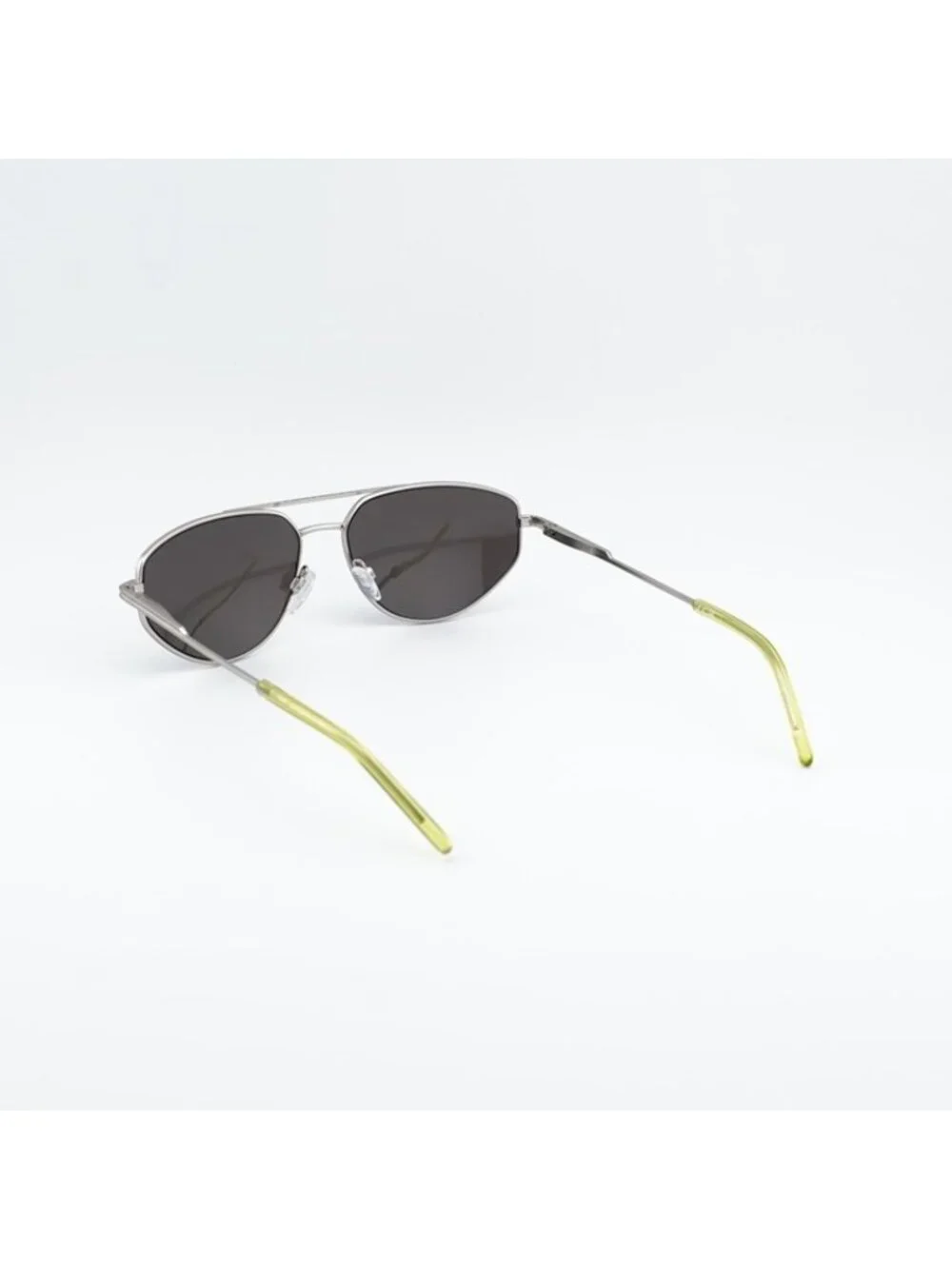 DKNY DK117S 045 Sunglasses Satin Silver Square Frame, Kiwi Lenses
